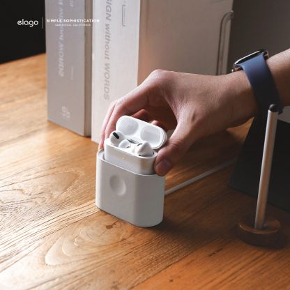Elago Airpods Charging Station Pro - силиконова док станция за зареждане на Apple Airpods & Apple Airpods Pro (бяла) 8