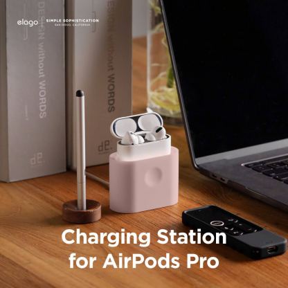 Elago Airpods Charging Station Pro - силиконова док станция за зареждане на Apple Airpods & Apple Airpods Pro (розова) 2
