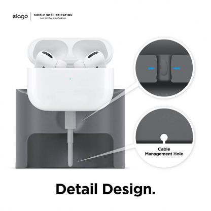 Elago Airpods Charging Station Pro - силиконова док станция за зареждане на Apple Airpods & Apple Airpods Pro (тъмносива) 3