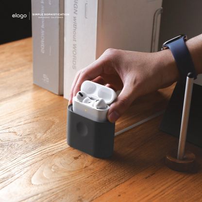 Elago Airpods Charging Station Pro - силиконова док станция за зареждане на Apple Airpods & Apple Airpods Pro (тъмносива) 8
