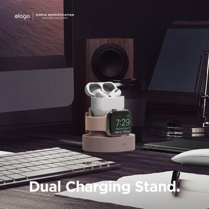 Elago Duo Charging Hub Pro - силиконова поставка за зареждане на iPhone, Apple Watch и Apple AirPods Pro (розова) 3