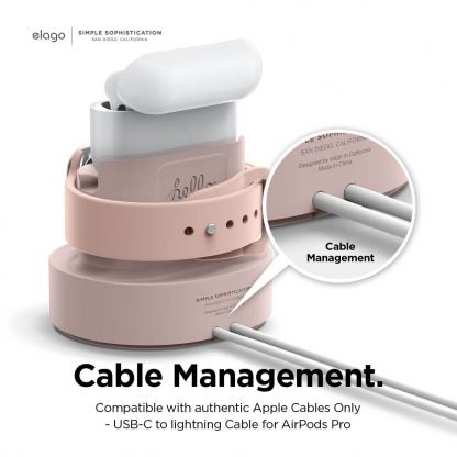 Elago Duo Charging Hub Pro - силиконова поставка за зареждане на iPhone, Apple Watch и Apple AirPods Pro (розова) 5