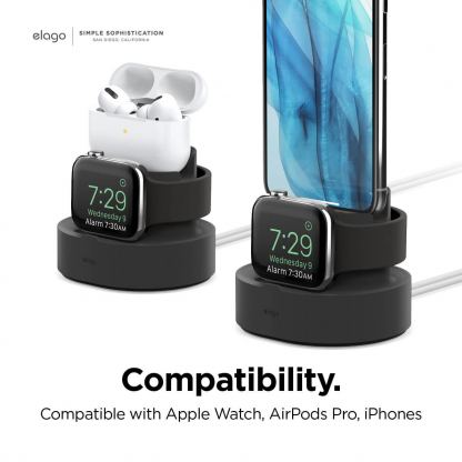 Elago Duo Charging Hub Pro - силиконова поставка за зареждане на iPhone, Apple Watch и Apple AirPods Pro (черна) 2