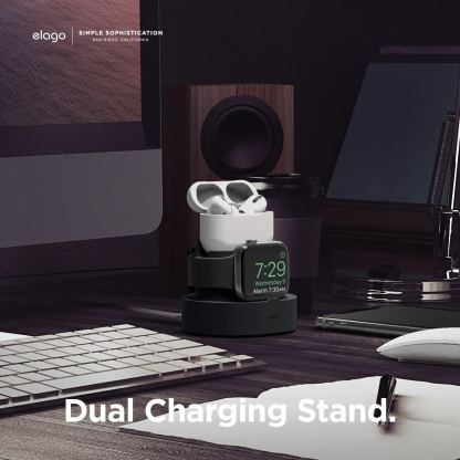 Elago Duo Charging Hub Pro - силиконова поставка за зареждане на iPhone, Apple Watch и Apple AirPods Pro (черна) 3