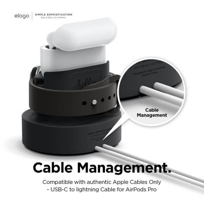 Elago Duo Charging Hub Pro - силиконова поставка за зареждане на iPhone, Apple Watch и Apple AirPods Pro (черна) 5