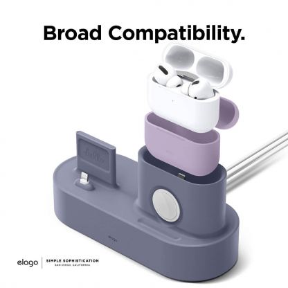 Elago Trio Charging Hub Pro - силиконова поставка за зареждане на iPhone, Apple Watch и Apple AirPods Pro (лилава) 3