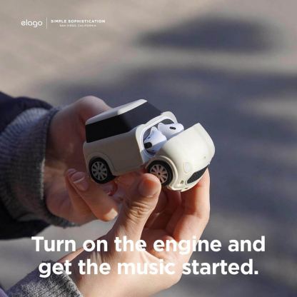 Elago Airpods Mini Car Design Silicone Case - силиконов калъф с карабинер за Apple Airpods и Apple Airpods 2 (бял)  6