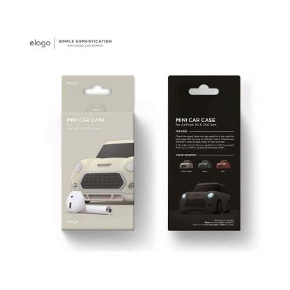 Elago Airpods Mini Car Design Silicone Case - силиконов калъф с карабинер за Apple Airpods и Apple Airpods 2 (бял)  9