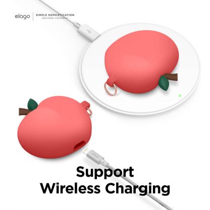 Elago Airpods Pro Peach Design Silicone Case - силиконов калъф с карабинер за Apple Airpods Pro (червен) 3