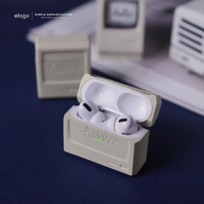 Elago Airpods Pro Retro AW3 Silicone Case - силиконов калъф за Apple Airpods Pro (бял)  3