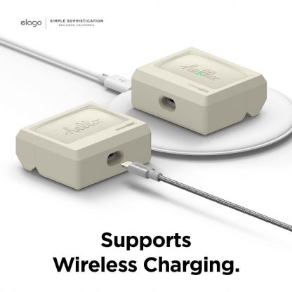 Elago Airpods Pro Retro AW3 Silicone Case - силиконов калъф за Apple Airpods Pro (бял)  5