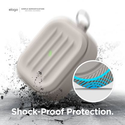 Elago AirPods Pro Armor Hang Case - удароустойчив силиконов калъф с карабинер за Apple Airpods Pro (светлосив) 3