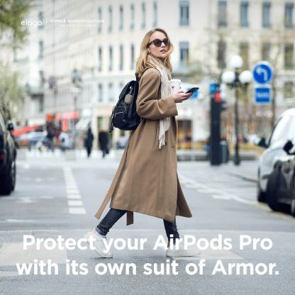 Elago AirPods Pro Armor Hang Case - удароустойчив силиконов калъф с карабинер за Apple Airpods Pro (светлосив) 6