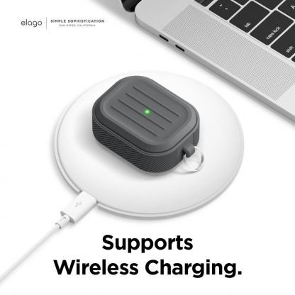 Elago AirPods Pro Armor Hang Case - удароустойчив силиконов калъф с карабинер за Apple Airpods Pro (тъмносив) 4