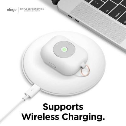 Elago Airpods Pro Retro AW6 Silicone Hang Case - силиконов калъф с карабинер за Apple Airpods Pro (бял)  5