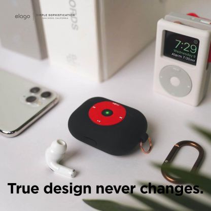 Elago Airpods Pro Retro AW6 Silicone Hang Case - силиконов калъф с карабинер за Apple Airpods Pro (черен)  2