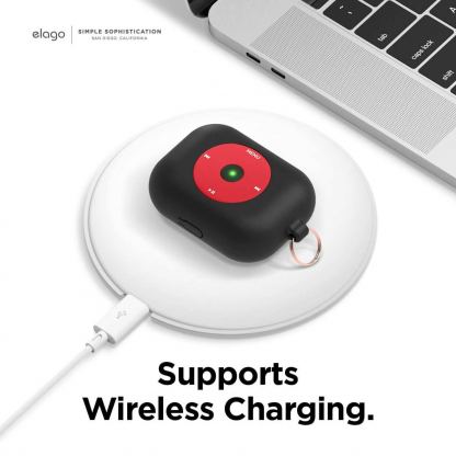 Elago Airpods Pro Retro AW6 Silicone Hang Case - силиконов калъф с карабинер за Apple Airpods Pro (черен)  3