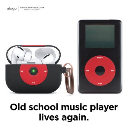 Elago Airpods Pro Retro AW6 Silicone Hang Case - силиконов калъф с карабинер за Apple Airpods Pro (черен)  7
