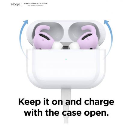 Elago Airpods Pro Earbuds Hooks - антибактериални силиконови калъфчета с вградени кукички за Apple Airpods Pro (4 чифта) (лилав) 5