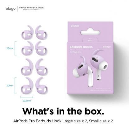 Elago Airpods Pro Earbuds Hooks - антибактериални силиконови калъфчета с вградени кукички за Apple Airpods Pro (4 чифта) (лилав) 6