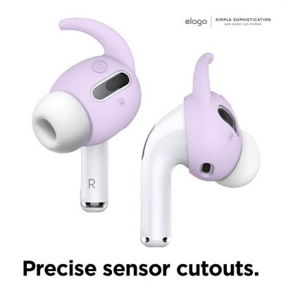 Elago Airpods Pro Earbuds Hooks - антибактериални силиконови калъфчета с вградени кукички за Apple Airpods Pro (4 чифта) (лилав) 8