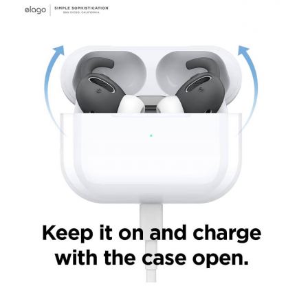 Elago Airpods Pro Earbuds Hooks - антибактериални силиконови калъфчета с вградени кукички за Apple Airpods Pro (4 чифта) (сив) 2