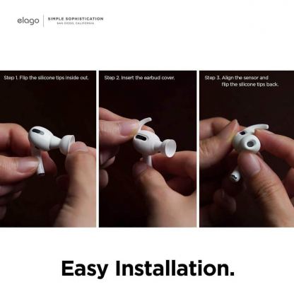 Elago Airpods Pro Earbuds Hooks - антибактериални силиконови калъфчета с вградени кукички за Apple Airpods Pro (4 чифта) (сив) 3