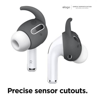 Elago Airpods Pro Earbuds Hooks - антибактериални силиконови калъфчета с вградени кукички за Apple Airpods Pro (4 чифта) (сив) 4