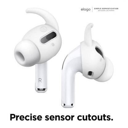Elago Airpods Pro Earbuds Hooks - антибактериални силиконови калъфчета с вградени кукички за Apple Airpods Pro (4 чифта) (бял) 7
