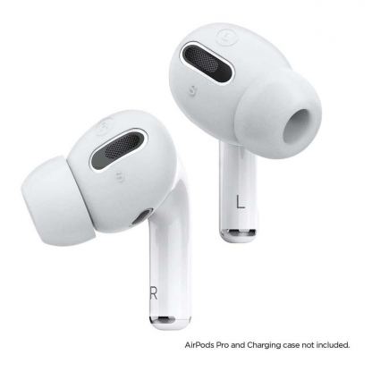 Elago Airpods Pro Earbuds Cover Plus Tips - антибактериални силиконови калъфчета с вградени тапички за Apple Airpods Pro (6 чифта) (бял-фосфор) 2