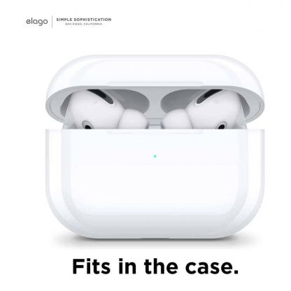 Elago Airpods Pro Earbuds Cover Plus Tips - антибактериални силиконови калъфчета с вградени тапички за Apple Airpods Pro (6 чифта) (бял-фосфор) 9