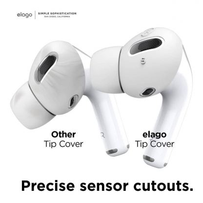 Elago Airpods Pro Earbuds Cover Plus Tips - антибактериални силиконови калъфчета с вградени тапички за Apple Airpods Pro (6 чифта) (бял) 7