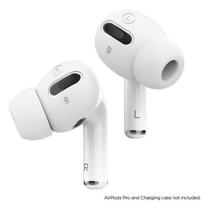 Elago Airpods Pro Earbuds Cover Plus Tips - антибактериални силиконови калъфчета с вградени тапички за Apple Airpods Pro (6 чифта) (бял) 8