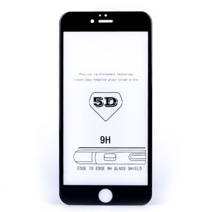 Premium Full Glue 5D Tempered Glass - обхващащо и ръбовете стъклено защитно покритие за дисплея на iPhone SE (2020) (черен) 2