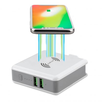 4smarts 3in1 Charger HyperVolt with Wireless Power Bank - захранване за ел. мрежа с два USB изхода, външна батерия и безжично зареждане (бял) 5