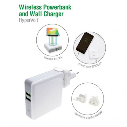 4smarts 3in1 Charger HyperVolt with Wireless Power Bank - захранване за ел. мрежа с два USB изхода, външна батерия и безжично зареждане (бял) 6