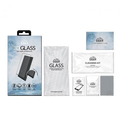 Eiger 3D Glass Full Screen Case Friendly Curved Tempered Glass - калено стъклено защитно покритие с извити ръбове за целия дисплей на Samsung Galaxy Note 20 (черен-прозрачен) 3