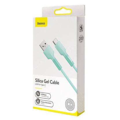 Baseus Silica Gel USB-C Cable - USB-C кабел за устройства с USB-C порт (200 см) (зелен) 6