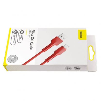 Baseus Silica Gel USB-C Cable - USB-C кабел за устройства с USB-C порт (100 см) (червен) 6