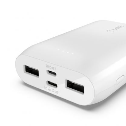 Belkin Power Bank Boost Charge 10000mAh - външна батерия 10000 mAh с 2xUSB-A и USB-C изходи за зареждане на смартфони и таблети (бял) 2
