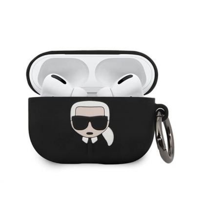 Karl Lagerfeld Airpods Pro Ikonik Silicone Case - силиконов калъф с карабинер за Apple Airpods Pro (черен) 2