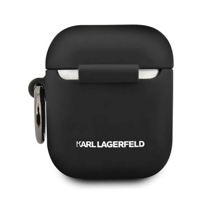 Karl Lagerfeld Airpods Ikonik Silicone Case - силиконов калъф с карабинер за Apple Airpods и Apple Airpods 2 (черен) 3