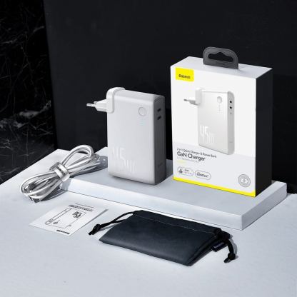 Baseus GaN Charger 45W Power Bank (PPNLD-F02) - външна батерия 10000 mAh и захранване за ел. мрежа с 2 x USB-C изходи и GaN технология (бял) 8