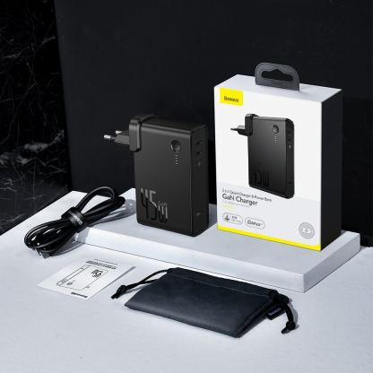 Baseus GaN Charger 45W Power Bank (PPNLD-F01) - външна батерия 10000 mAh и захранване за ел. мрежа с 2 x USB-C изходи и GaN технология (черен) 3