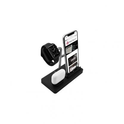 Macally 3-in-1 Apple Charging Stand - док станция за зареждане на iPhone, Apple Watch и Apple AirPods (черен) 2