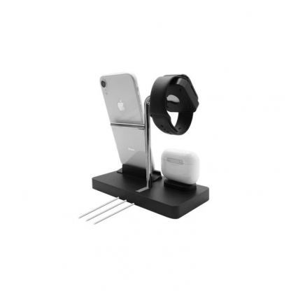 Macally 3-in-1 Apple Charging Stand - док станция за зареждане на iPhone, Apple Watch и Apple AirPods (черен) 4