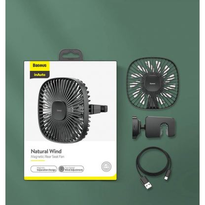 Baseus Natural Wind Magnetic Rear Seat Fan (CXZR-01) - USB вентилатор, прикрепящ се към седалката на кола (черен) 18