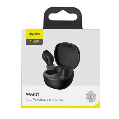 Baseus Encok WM01 TWS In-Ear Bluetooth Earphones - безжични блутут слушалки със зареждащ кейс за мобилни устройства (черен)