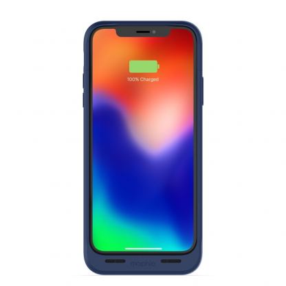 Mophie Juice Pack Air - удароустойчив кейс с вградена батерия 1720mAh и безжично зареждане за iPhone XS, iPhone X (син) 3