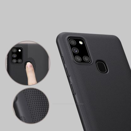 Nillkin Super Frosted Shield Case - поликарбонатов кейс за Samsung Galaxy A21s (черен) 6
